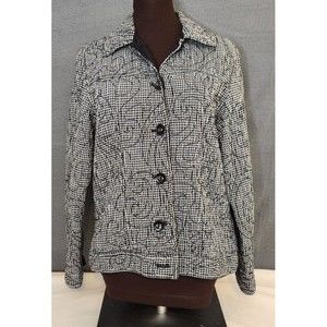 Women’s Jacket Sz 10‎ Alfred Dunner Long Sleeve Quilted Cardigan Paisley Gingham